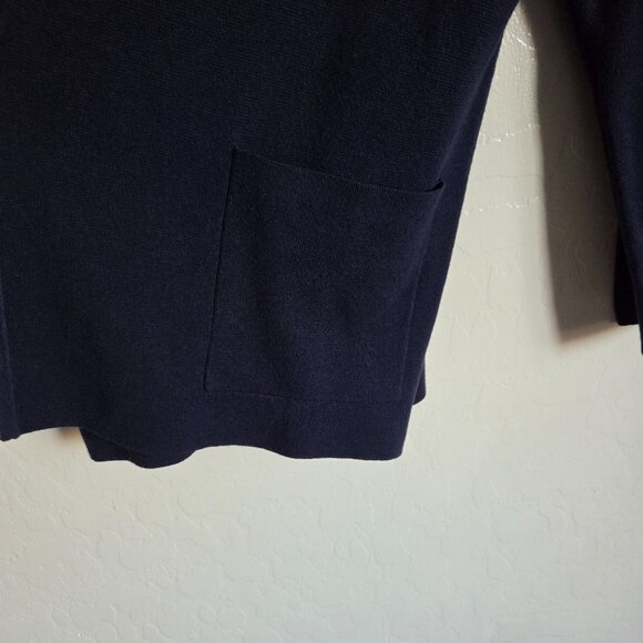 J.Crew Eloise Merino Wool Blend Sweater Blazer Blue Womens Small Open Front Knit - Picture 5 of 11